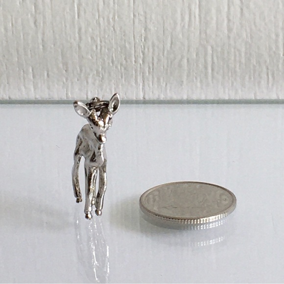Adorable Sterling Silver Baby Deer Fawn Women’s / Girl’s Pendant Charm 1” Tall - Picture 3 of 5